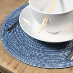 Krumble Placemat rond - Blauw/grijs - Set van 4 Best