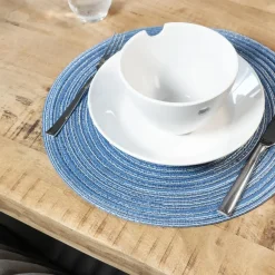Krumble Placemat rond - Blauw/grijs - Set van 8 New