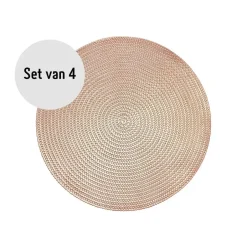 Krumble Placemat rond - PVC - Rosegoud - Set van 4 Best