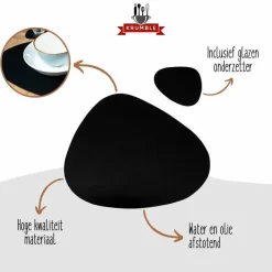 Krumble Placemat set design - 6 stuks - Zwart Discount