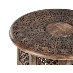 Beliani KUMALI - Bijzettafel - Donkere houtkleur - Mangohout Clearance