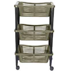H&S Collection Kunststof keuken/badkamer trolley met manden - 40 x 30 x 60 cm - taupe Best