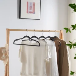 ACAZA Kunststof kledinghangers - Set van 20 - antislip - met broeklat - Zwart Best