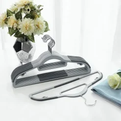 ACAZA Kunststof kledinghangers - antislip - draaibare haak - 30 stuks - grijs