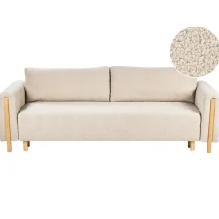 Leen Bakker KVAM - Slaapbank 3-zits opbergruimte - Beige - Bouclé Outlet