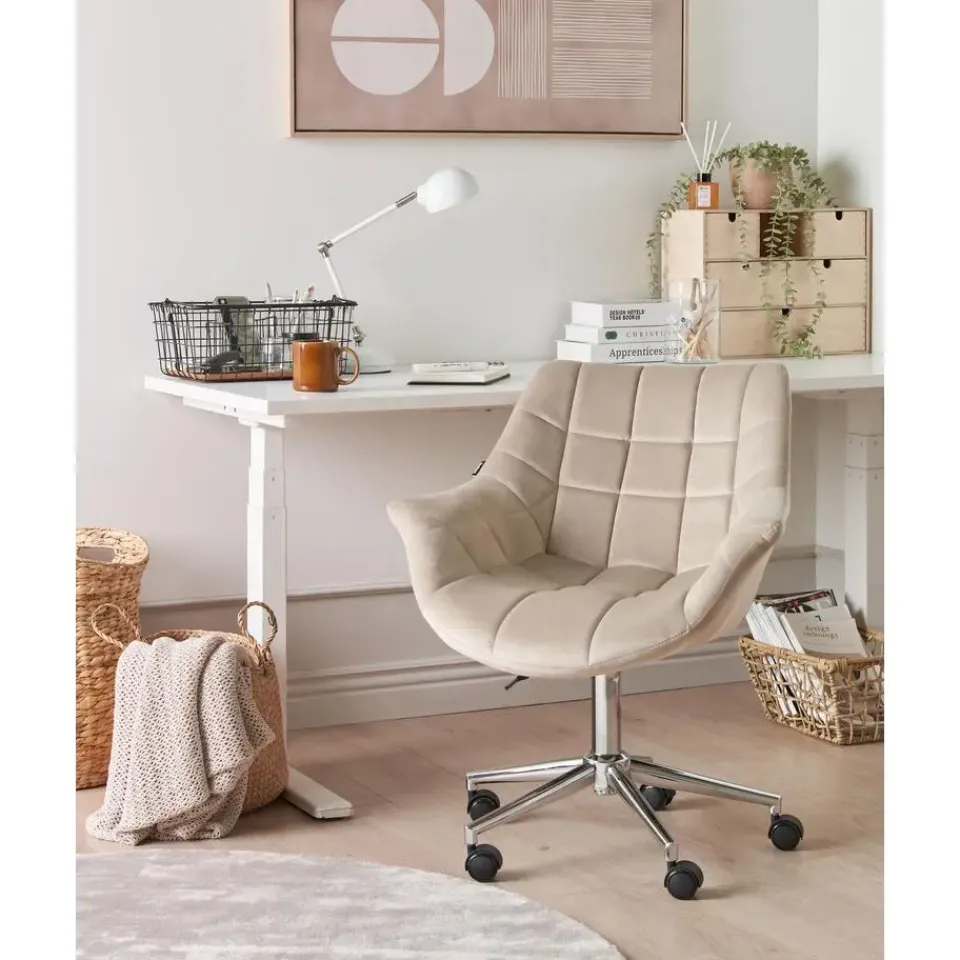 Leen Bakker LABELLE - Bureaustoel - Beige - Fluweel Sale