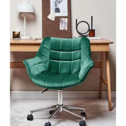 Beliani LABELLE - Bureaustoel - Groen - Fluweel Discount