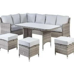 Beliani LACONA - Loungeset 9-zits - Grijs - Kunstrotan Online