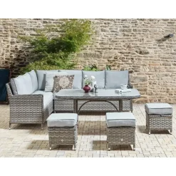 Beliani LACONA - Loungeset 9-zits - Grijs - Kunstrotan Online