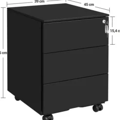 Songmics Ladeblok Incl. Slot - 55x45x39cm - Zwart Online