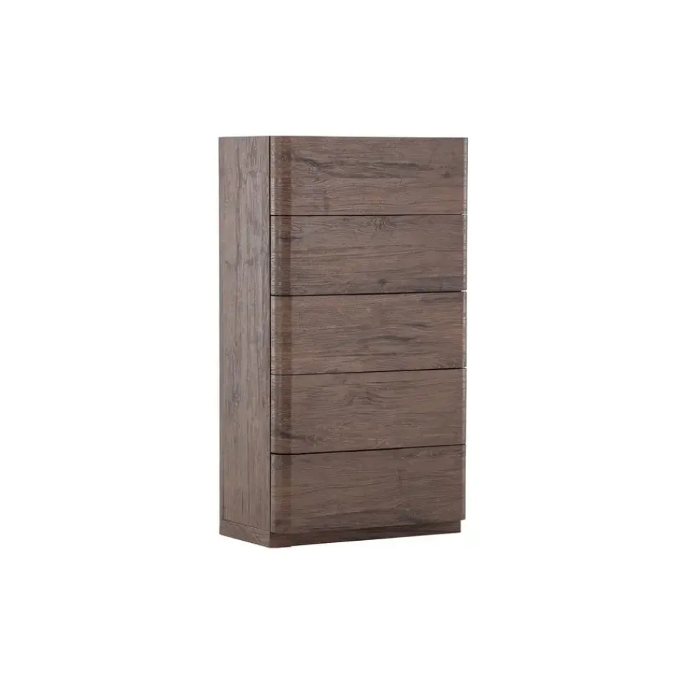 Fjôrd Ladekast 5 Lades - Donkerbruin MDF - 55x35x100cm - Noble New