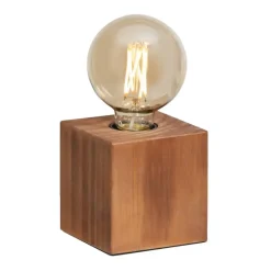 Leen Bakker Lampvoet Kai - bruin hout E27 - 9x9x9 cm