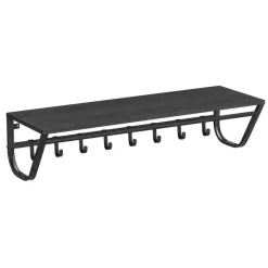 Merkloos Lange Wandkapstok - 90 cm Lang, 8 Haken, Hoedenplank, Zwart New