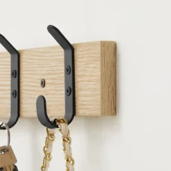 Merkloos Langwerpige Kapstok met 10 Dubbele Haken, lichte Eik Kleur Clearance