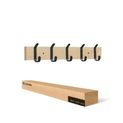 Merkloos Langwerpige Kapstok met 10 Dubbele Haken, lichte Eik Kleur Clearance