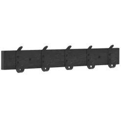 Merkloos Langwerpige Kapstok met 10 Dubbele Haken, Zwart