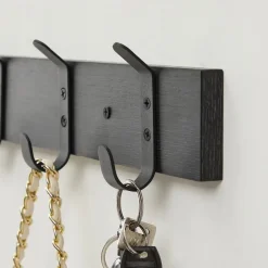 Merkloos Langwerpige Kapstok met 10 Dubbele Haken, Zwart