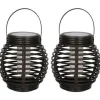 Merkloos Lantaarn - 2 stuks - solar - tuinverlichting - zwart - 14 cm