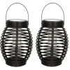 Merkloos Lantaarn - 2 stuks - solar - tuinverlichting - zwart - 19 cm Hot