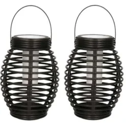 Merkloos Lantaarn - 2 stuks - solar - tuinverlichting - zwart - 19 cm Hot