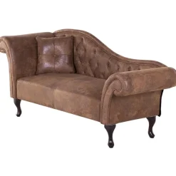 Beliani LATTES - Chaise longue - Bruin - Linkerzijde - Kunstsuède Hot