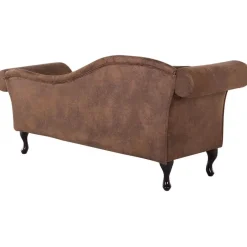 Beliani LATTES - Chaise longue - Bruin - Linkerzijde - Kunstsuède Hot