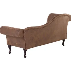Beliani LATTES - Chaise longue - Bruin - Linkerzijde - Kunstsuède Hot