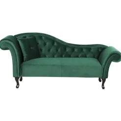 Beliani LATTES - Chaise longue - Groen - Linkerzijde - Fluweel Sale