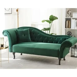 Beliani LATTES - Chaise longue - Groen - Linkerzijde - Fluweel Sale