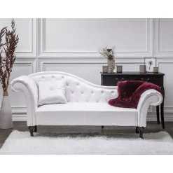 Beliani LATTES - Chaise longue - Wit - Linkerzijde - Kunstleer Sale