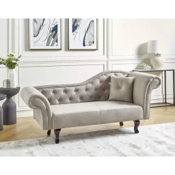 Beliani LATTES II - Chaise longue - Taupe - Rechterzijde - Fluweel New