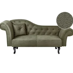 Beliani LATTES II - Chaise longue - Olijfgroen - Linkerzijde - Fluweel Hot