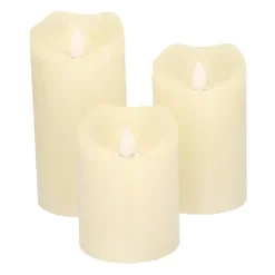 HI LED kaarsen/stompkaarsen - set van 3x - creme wit - wax - timer Online