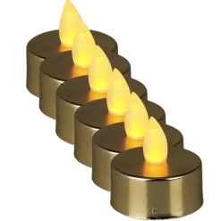 Merkloos LED theelichtjes/waxinelichtjes - 6x - goud - 4 cm Discount