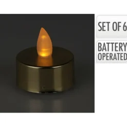 Merkloos LED theelichtjes/waxinelichtjes - 6x - goud - 4 cm Discount