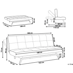 Beliani LEEDS - Slaapbank 3-zits - Wit - Polyester