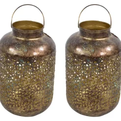 Lesli Living Lesi Living Lantaarn/windlicht - Oosters - metaal - 20 x 32 cm Online