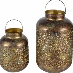 Lesli Living Lesi Living Lantaarn/windlicht - Oosters - metaal - 20 x 32 cm Online