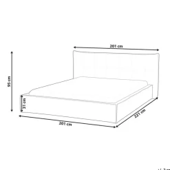 Beliani LESTRE - Tweepersoonsbed - Gebroken wit - 160 x 200 cm - Linnen Outlet