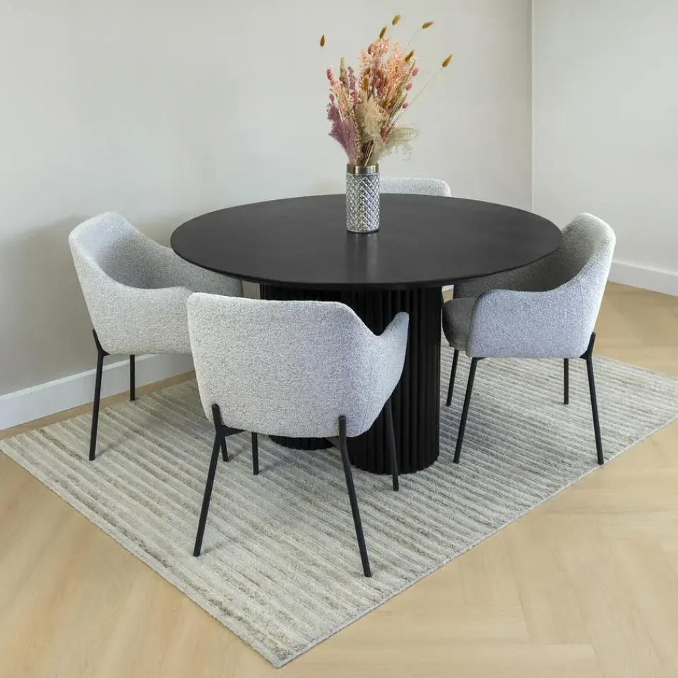 Lewis & Loft Eettafel Lane - Rond ⌀130 - FSC®- mangohout - Zwart Outlet