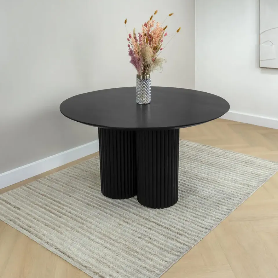 Lewis & Loft Eettafel Lane - Rond ⌀130 - FSC®- mangohout - Zwart Outlet