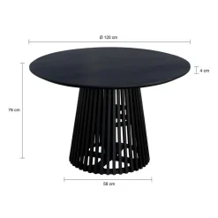 Lewis & Loft Eettafel Levi – Rond – Ø120 cm – Zwart