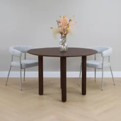 Lewis & Loft Eettafel Lian - ⌀120 - Mangohout - Walnoot bruin Outlet