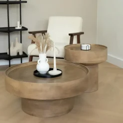 Lewis & Loft Salontafel Luus - FSC® mangohout - Rond ⌀80 cm - Bruin Online