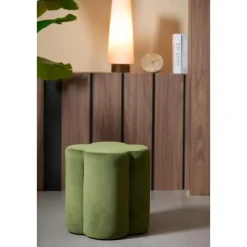 Light & Living - Nalani poef 38x38x45 cm velvet- olijfgroen Online