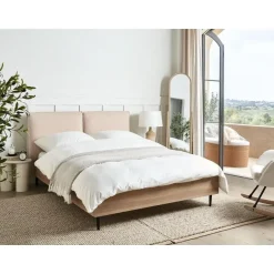 Beliani LIMANTON - Bed - Beige - 140 x 200 cm - Bouclé New