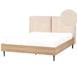 Beliani LIMANTON - Bed - Beige - 140 x 200 cm - Bouclé New