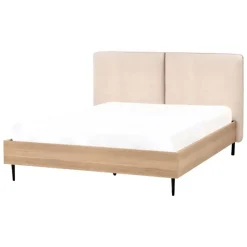 Beliani LIMANTON - Bed - Beige - 140 x 200 cm - Bouclé New