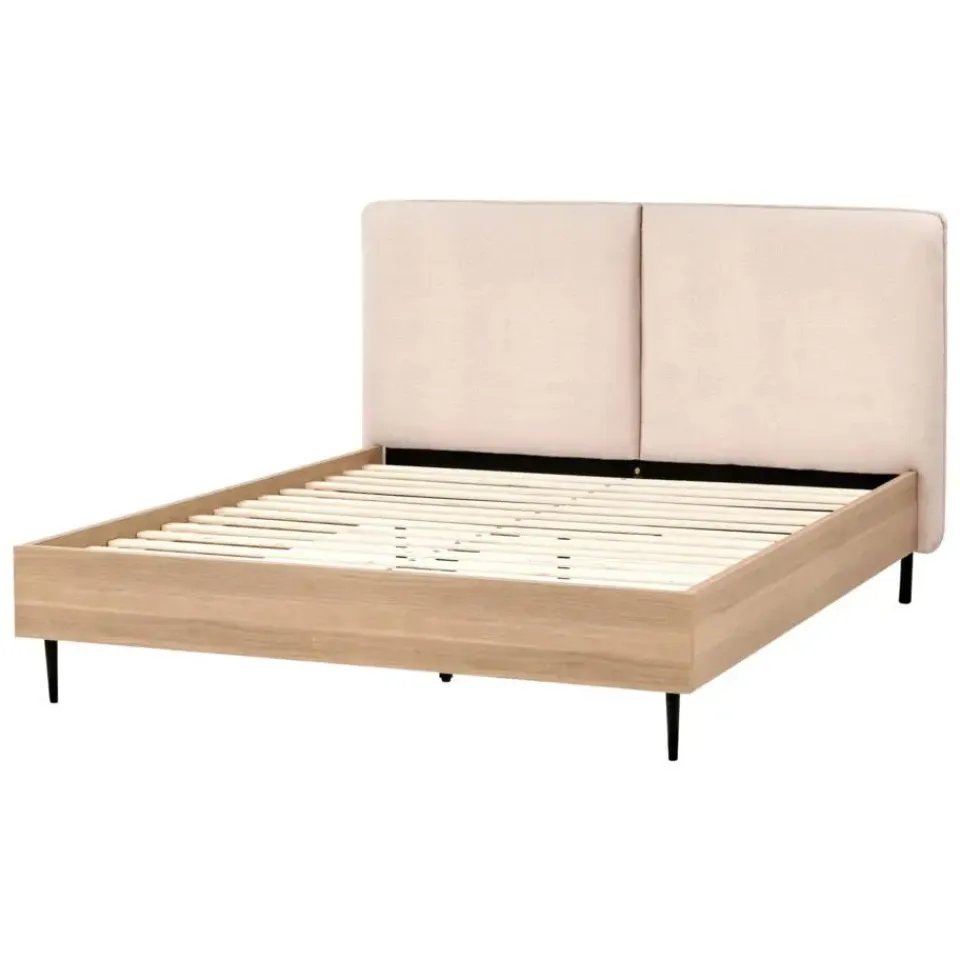 Beliani LIMANTON - Bed - Beige - 140 x 200 cm - Bouclé New