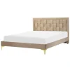 Beliani LIMOUX - Tweepersoonsbed - Taupe - 140 x 200 cm - Fluweel New
